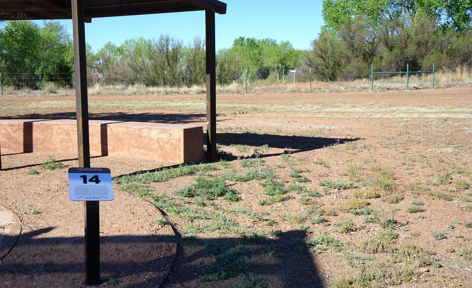Bosque Redondo Memorial Audio Tour Stop 14 next to Navajo Traveler's Shrine.