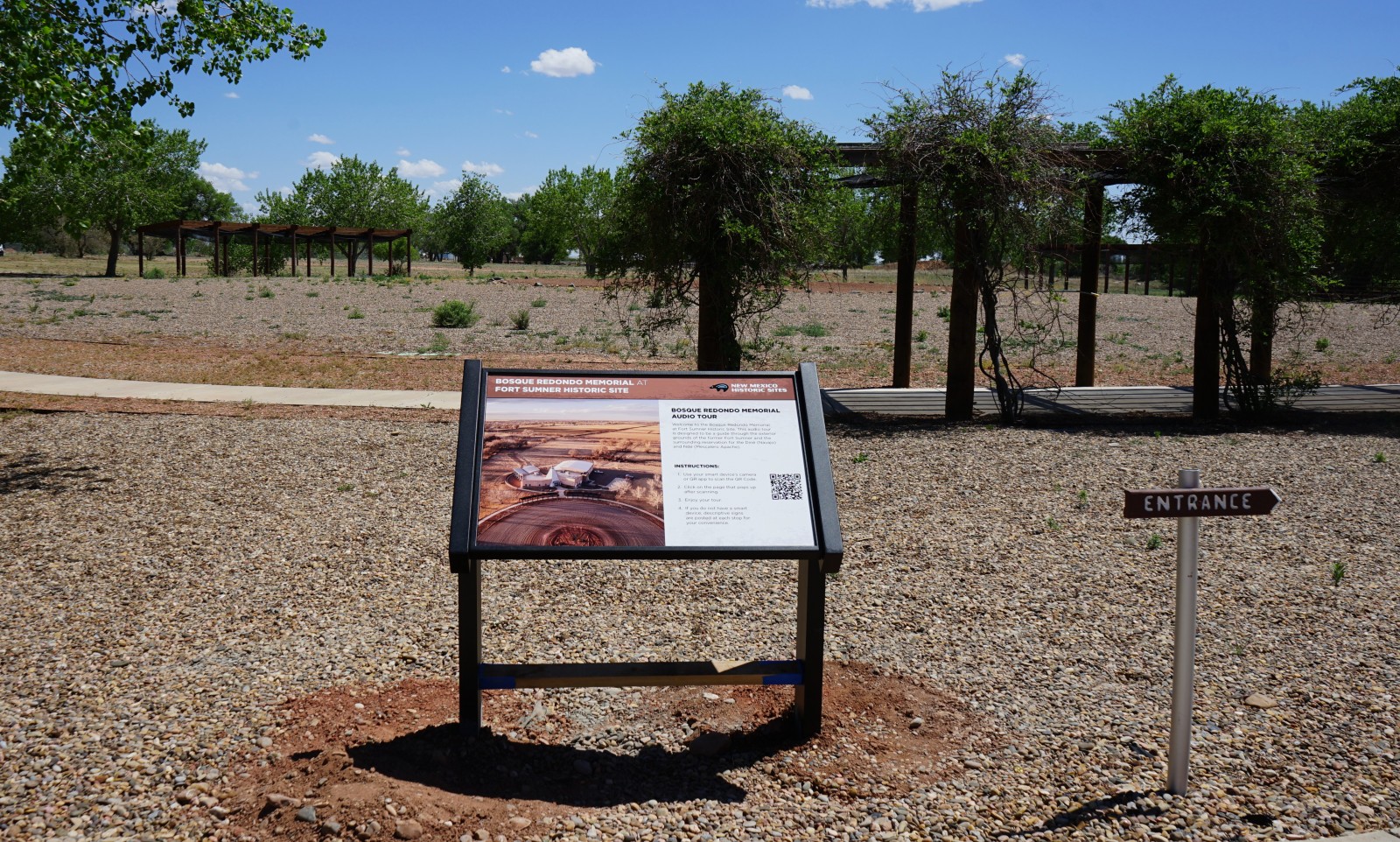 Bosque Redondo Memorial Audio Tour Stop 1 near parking lot closest to visitor center.