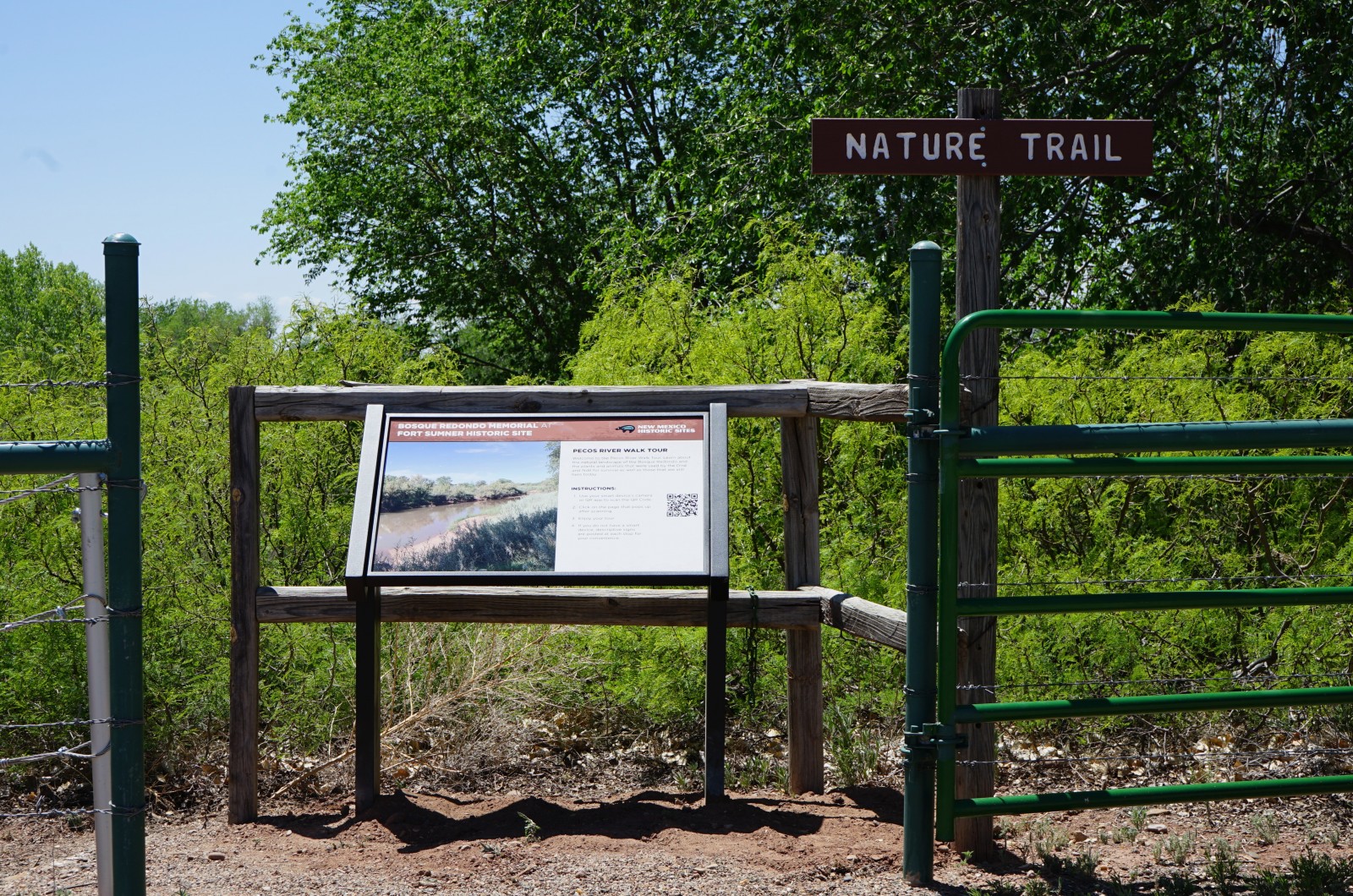 Bosque Redondo Memorial Natural Trail Audio Tour Introduction at trail head.