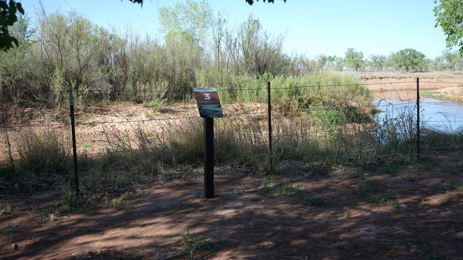 Bosque Redondo Memorial Natural Trail Audio Tour Stop 3 overlooking the Pecos River.
