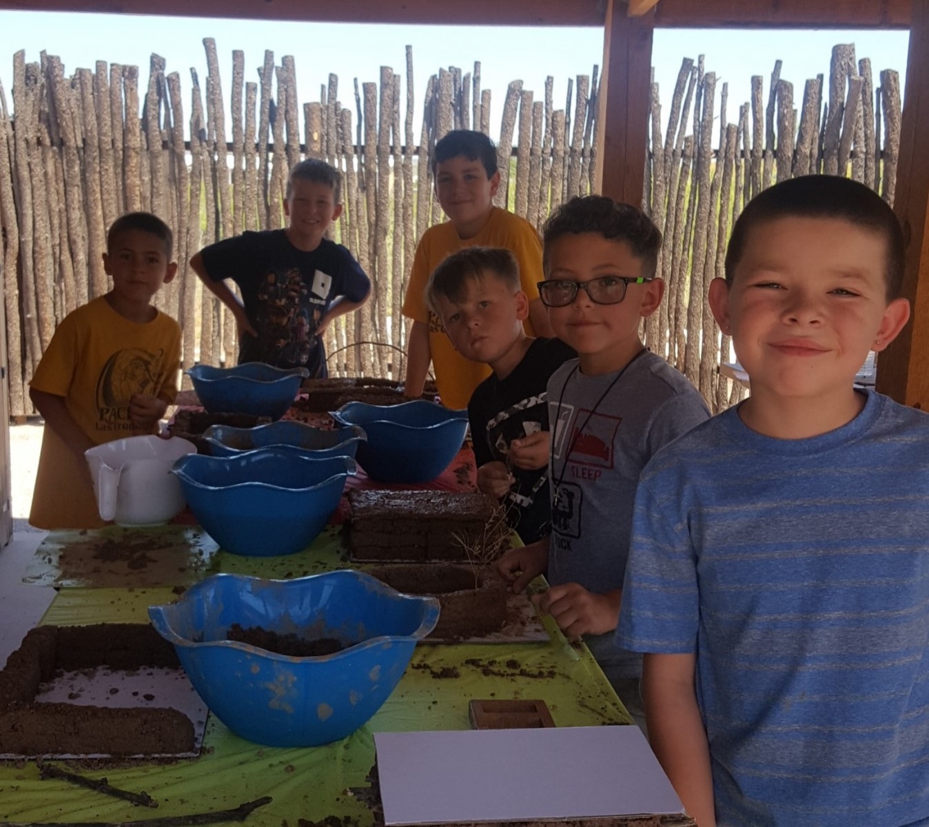 Adobe making during a summer day camp at Fort Selden Historic Site.