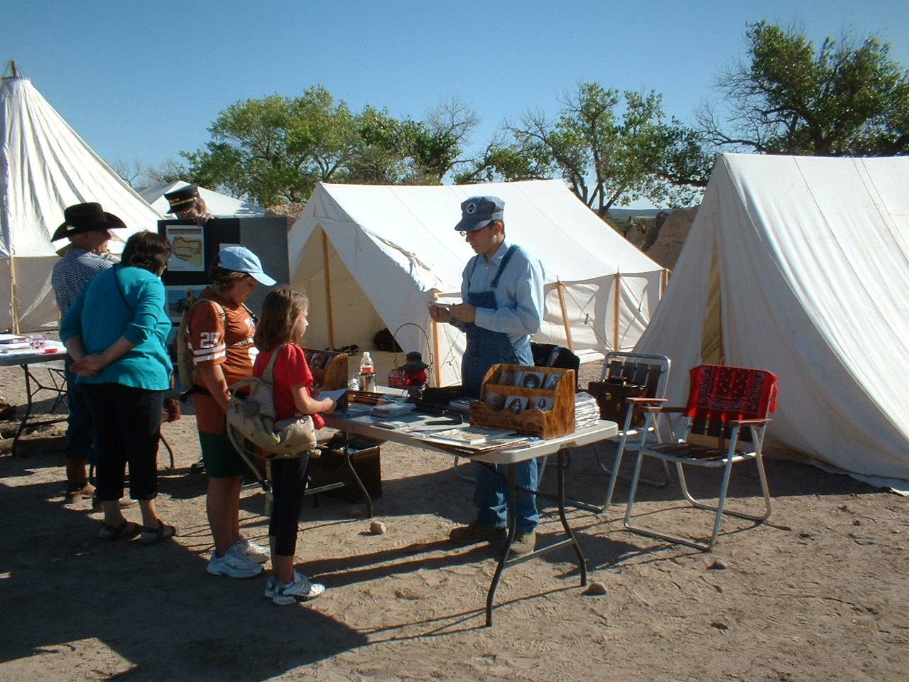 A volunteer interacts with guests during Fort Selden Fort Days.