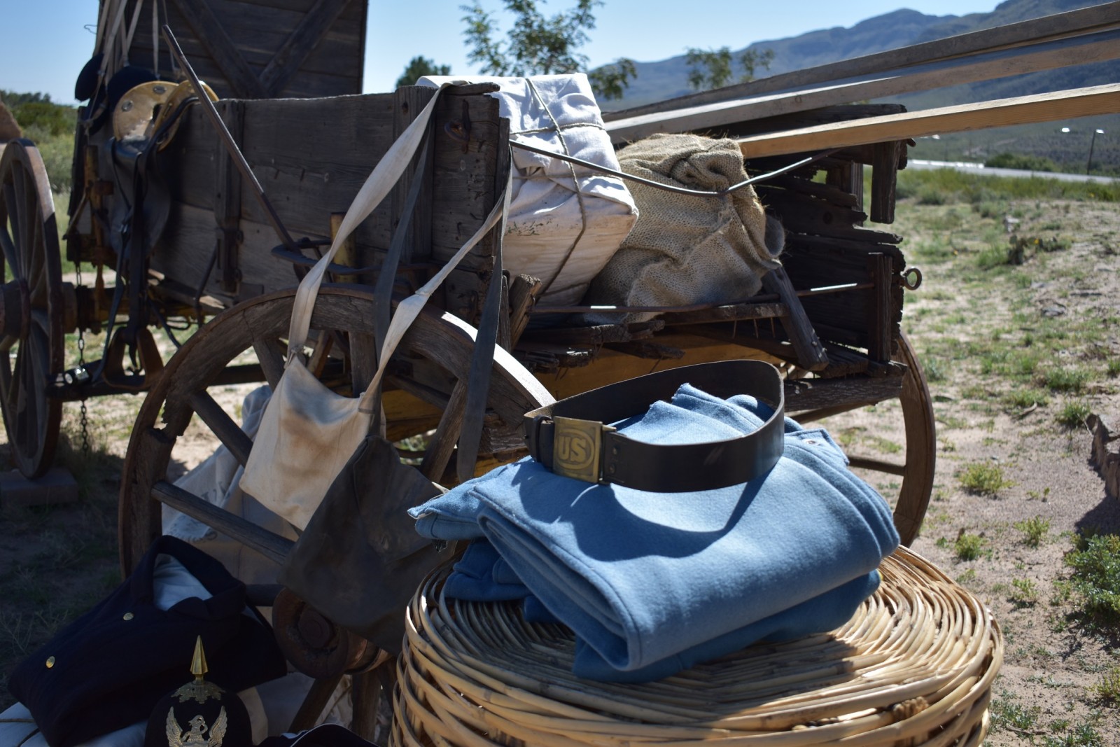 One of the historic chuckwagons at Fort Selden, displayed for Voices of the Past in 2019.