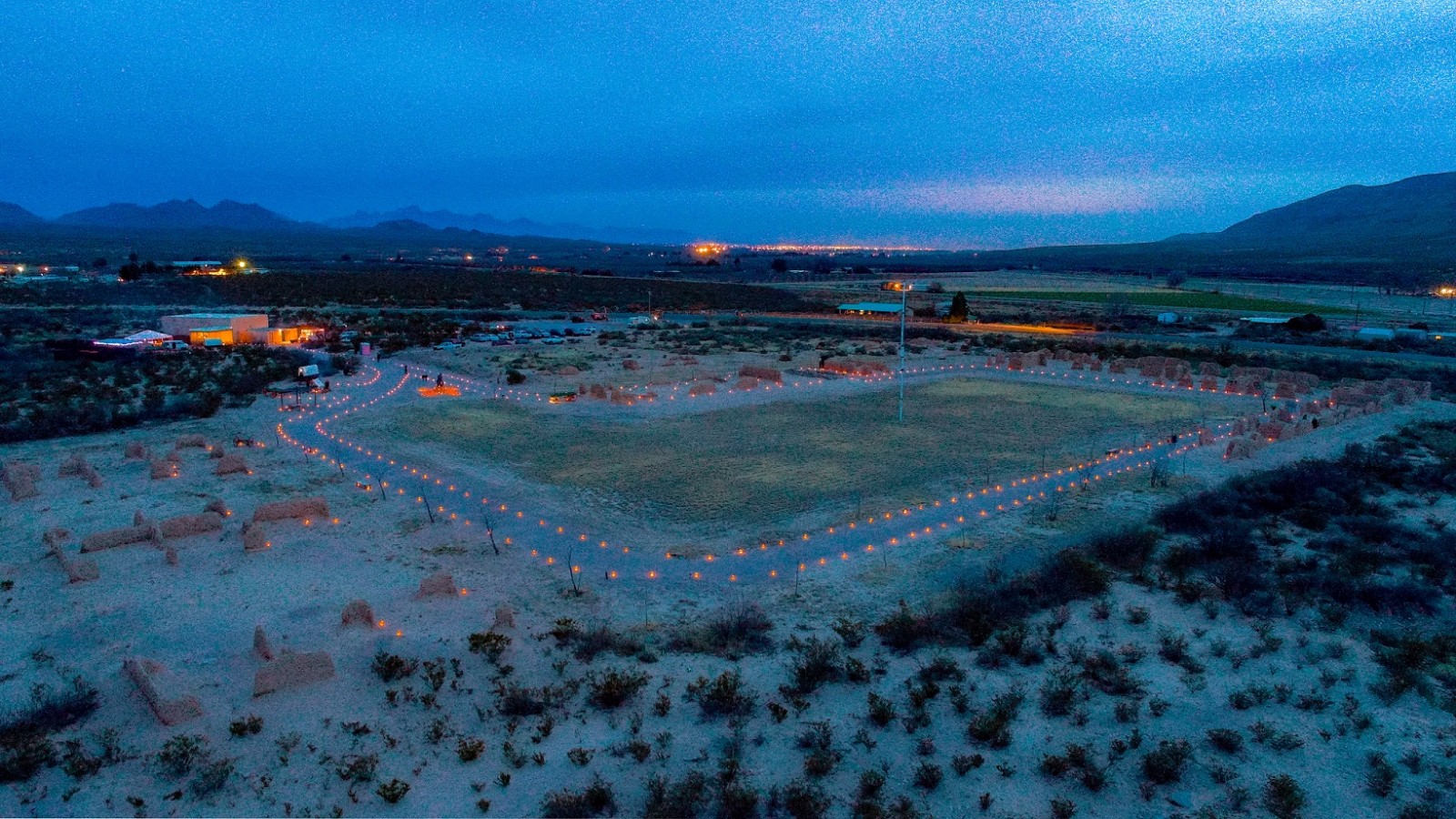 An aerial view from 2019's Las Noches de Las Luminarias. Photo by Robert Paquette.