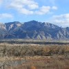Sandia mountain range east of Coronado Historic Site.